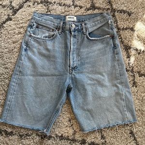 Agolde Long Cutoff Denim Shorts
